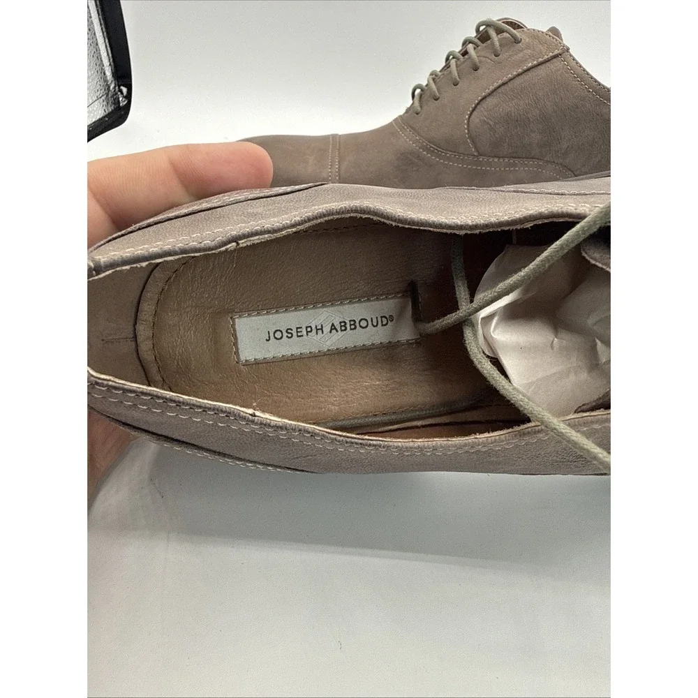 Joseph Abboud Taupe Gray Smooth Lace Up Oxford Men's Dress Shoes 10 Nice